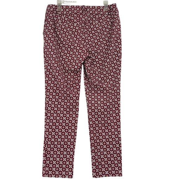 Ann Taylor Loft Julie Skinny Ankle Pant Size 8 Red Gray Print High Rise Stretch - Picture 8 of 14